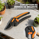 Élagueur télescopique 2 en 1, scie manuelle, sécateur avec verrou de sécurité, perche télescopique en aluminium 2 m