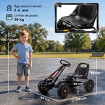 Kart à pédales Go-Kart pour enfants siège réglable pneus EVA embrayage manuel et frein 110 x 61 x 62 cm noir