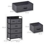 Commode Meuble de Rangement 5 tiroirs Pliables en Tissu 58 x 29 x 99 cm Gris