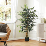 Plante artificielle ficus tronc branches liane lichen feuilles grand réalisme pot inclus hauteur 1,3 m