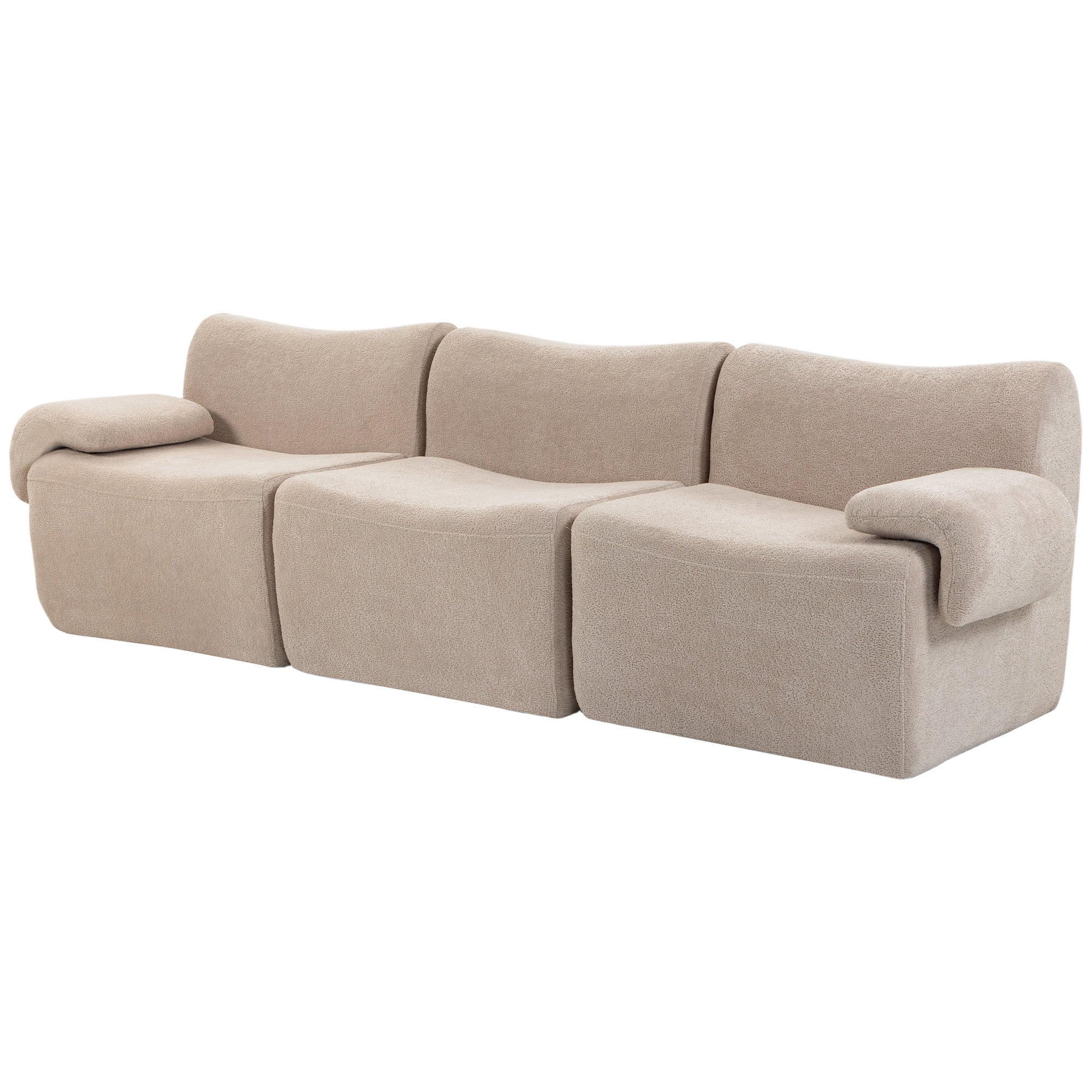 Sofá Modular de 3 Plazas de 277 cm, Sofá de Salón Comprimido en Chenilla Moderna, Asiento Profundo, Reposabrazos Anchos, Beige
