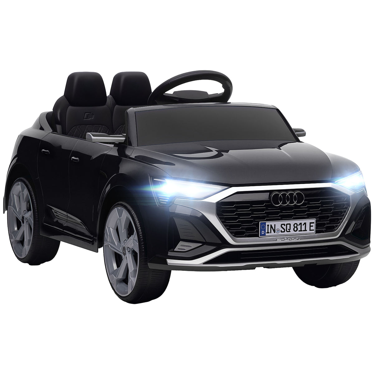 Voiture électrique pour enfants Licence Audi Q8 e-tron Sportback 12V télécommande, phares, musique, klaxon, 3-4 ans noir