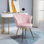 Lot de 2 fauteuil coquillage Fauteuil rose Fauteuil de salon Chaise en velours pieds métal dorés effilés dim. 67l x 64P x 77H cm rose