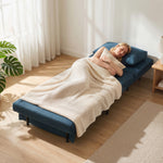 Schlafsofa 1-Sitzer, 3-in-1 Schlaf-Sessel mit verstellbarer Rückenlehne, Kissen, breiter Sitzfläche, Blau