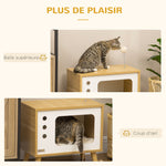 Maison niche pour chat forme de tv avec coussin douillet et balle rebondissante - 50 x 28 x 43 cm
