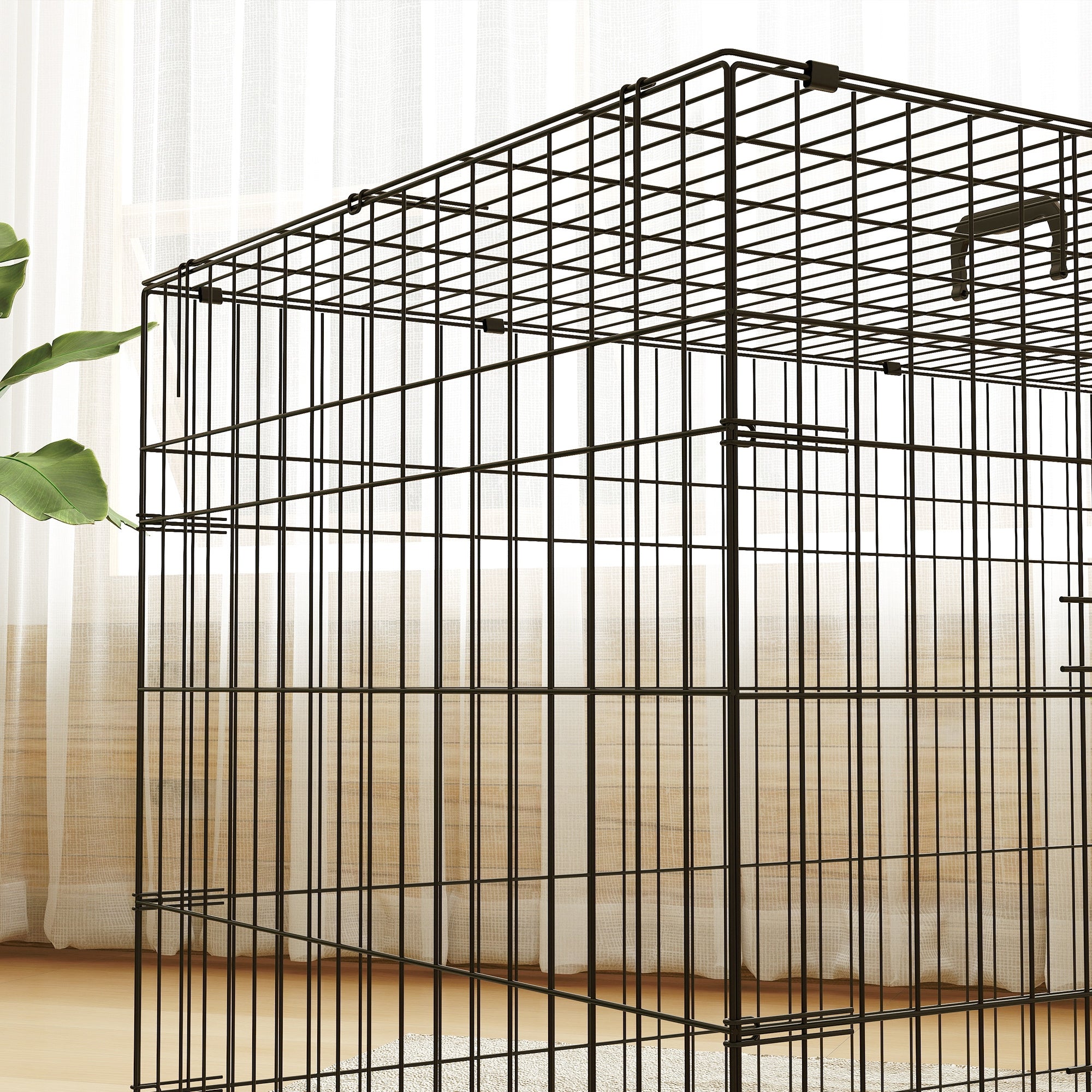 Faltbare Hundetransportbox mit Griff, herausnehmbarer Bodenplatte und Kissen, 105 x 70 x 75 cm, schwarz