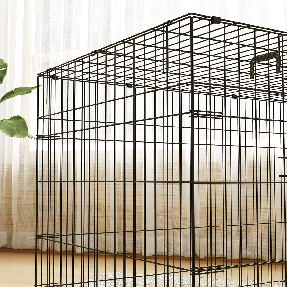 Gabbia trasportino pieghevole per cani con maniglia, vassoio rimovibile, cuscino incluso 105 x 70 x 75 cm nero