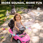 Porteur Enfants 3 en 1 Mercedes-Benz sous Licence, Garde-Corps, Espace de Rangement, Klaxon, 83x40x90cm, Rose