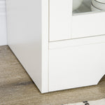 Buffet de cuisine moderne avec porte en verre, tiroir, grande niche et étagères réglables 80 x 30 x 82 cm blanc
