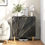 Buffet de rangement avec 2 portes et étagère réglable pieds en métal 76 x 35 x 77 cm ton marbre noir