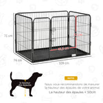 Enclos parc pour chien 4 panneaux en métal grillagé avec Porte Verrouillable, dim. 109L x 74l x 71H cm