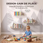 Set di 3 mensole portalibri da parete per bambini, a forma di nuvola, libreria per bambini 3-8 anni, bianco
