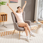 Fauteuil salon, fauteuil d'appoint rembourré en tissu bouclette avec haut dossier et accoudoirs, 71x74x97,5cm, gris