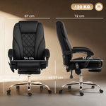 Massage and heating office chair, adjustable height, reclining backrest, remote control, retractable footrest, black