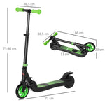 Electric scooter for children 6+ years, foldable, 8 km/h, 71x36.5x75-80cm, aluminum, steel, green