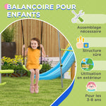 Balançoire 2 agrès portique avec 1 balançoire et face à face 255 x 160 x 180 cm charge max. 135 kg vert gris
