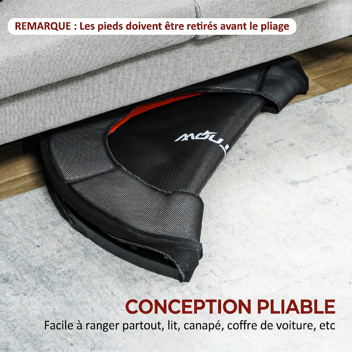 Trampolino fitness, Ø 102 cm, trampolino per esercizi, piedini antiscivolo, telaio in acciaio, portata 100 kg, rosso