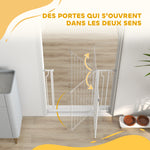 Barrière de sécurité chien barrière extensible 75-95 x 76 cm barrière escaliers couloirs portes sans perçage en acier et ABS blanc