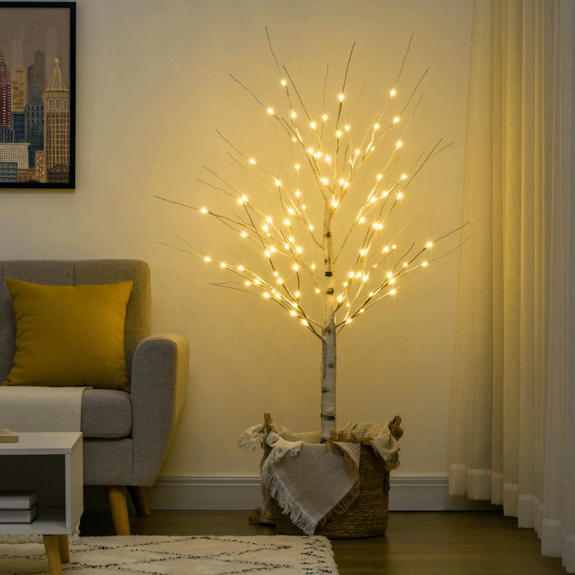 LED light tree - warm white luminous decoration - 96 LEDs - indoor use - 150 cm - Christmas decoration bedroom home white