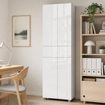 Armoire de cuisine meuble de rangement buffet 4 portes avec étagères réglables - dim. 60L x 35l x 170H cm blanc laqué