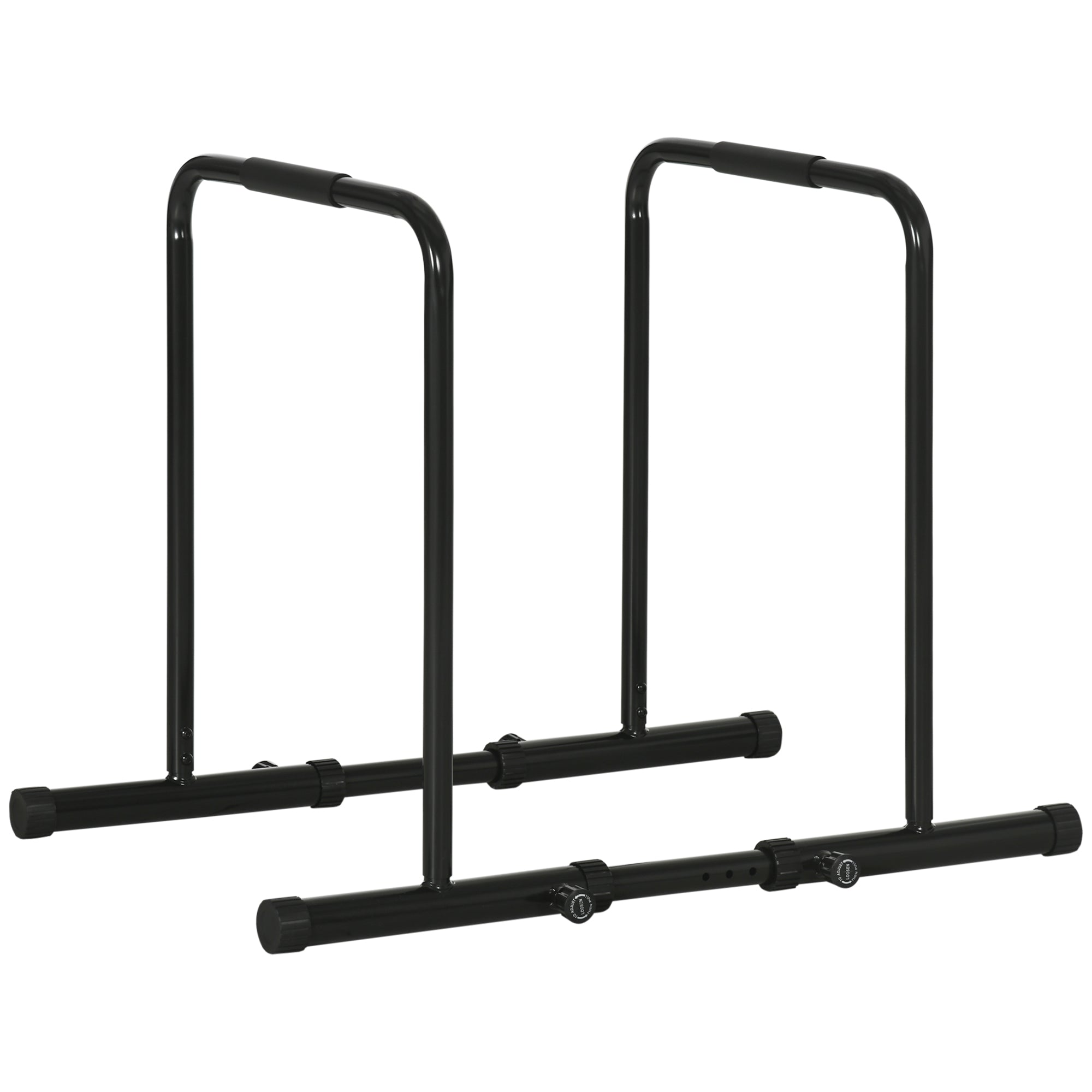 Dips Barre Parallèle Station de Musculation en Acier, Hauteur et Espacement Réglables, 90-102x65x80-90cm, Noir