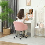 Chaise de bureau, fauteuil de bureau ergonomique, hauteur réglable, assise et dossier rembourrés, rose