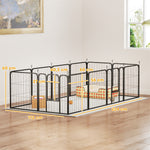 Parc pour chien enclos chien 12 panneaux modulable et pliable acier 2 portes pour chiot intérieur extérieur 60H cm noir