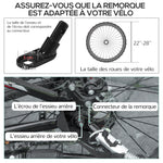 Remorque pliable pour vélo en acier roues 16 pouces charge max. 40 kg avec barre d'attelage universelle