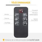Cheminée électrique effet flammes LED luminosité réglable avec télécommande - 1800 W - 80,5 x 32,3 x 80,5 cm blanc-5