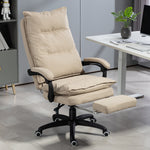 Fauteuil de bureau massant avec hauteur réglable, dossier inclinable, repose-pied intégré et télécommande filaire beige