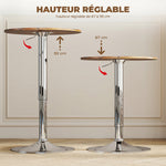 Table de Bar Table Bistro Mange-debout Hauteur réglable 67-93 cm Plateau pivotant 360° marron