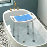 Siège de Douche réglable en Hauteur Tabouret de Douche Ergonomique Pieds antidérapants Charge Max. 135 Kg alu HDPE Blanc Bleu