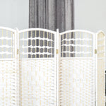 Paravent en bois 242 x 170 cm séparateur de pièce pliable 6 panneaux cloison de séparation chambre à coucher maison intérieur blanc