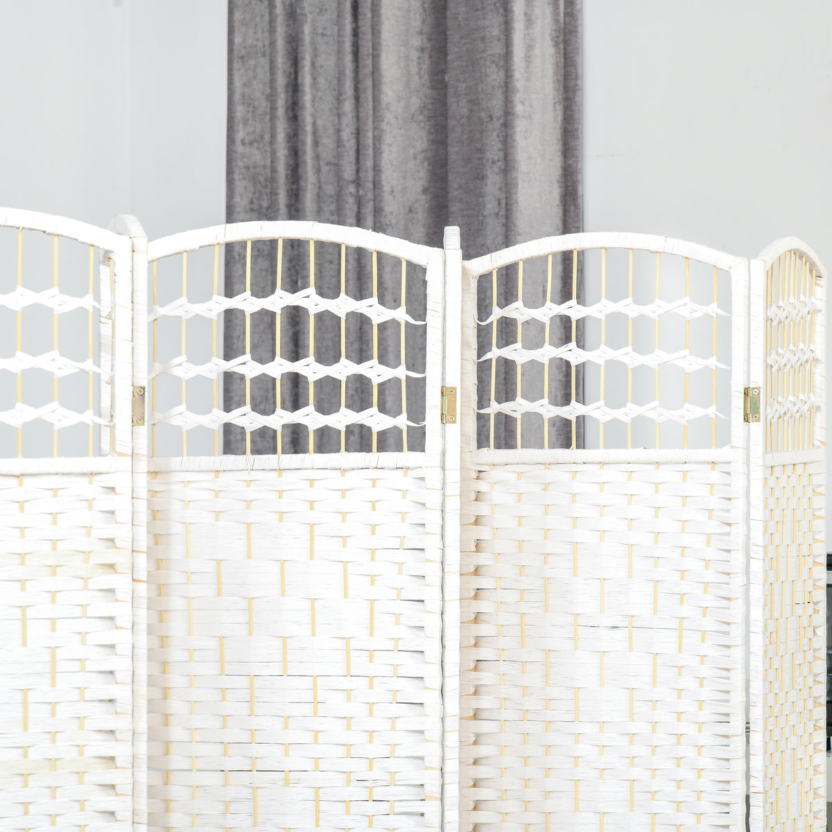 Paravent en bois 242 x 170 cm séparateur de pièce pliable 6 panneaux cloison de séparation chambre à coucher maison intérieur blanc