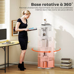 Draaibare boekenkast met 4 niveaus, opbergrek met 16 vakken, 39 x 39 x 128,3 cm, wit