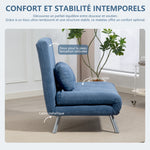 Fauteuil convertible 1 place, fauteuil-lit clic-clac 3 en 1 avec dossier réglable, oreiller, assise large, bleu