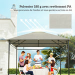 Toile de rechange pour pavillon tonnelle tente toit de remplacement gazebo de jardin polyester 180 g/m² 3 x 3 m gris