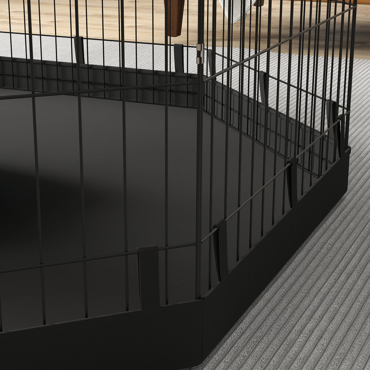 Parc pour chien enclos chien intérieur 8 panneaux pliables avec porte pour chiots acier 61l x 61H cm noir