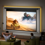 Pantalla de proyección motorizada de 120 pulgadas, 16:9 4K HD, montaje en pared o techo con mando a distancia, 297x8x183 cm