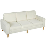 Canapé 3 places en velours côtelé, canapé avec coussins à ressorts et assise rembourré, 192x80x84,5cm, beige-0