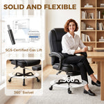 Chaise de bureau ergonomique, fauteuil de bureau inclinable en pu avec repose-pieds rétractable, hauteur réglable, noir