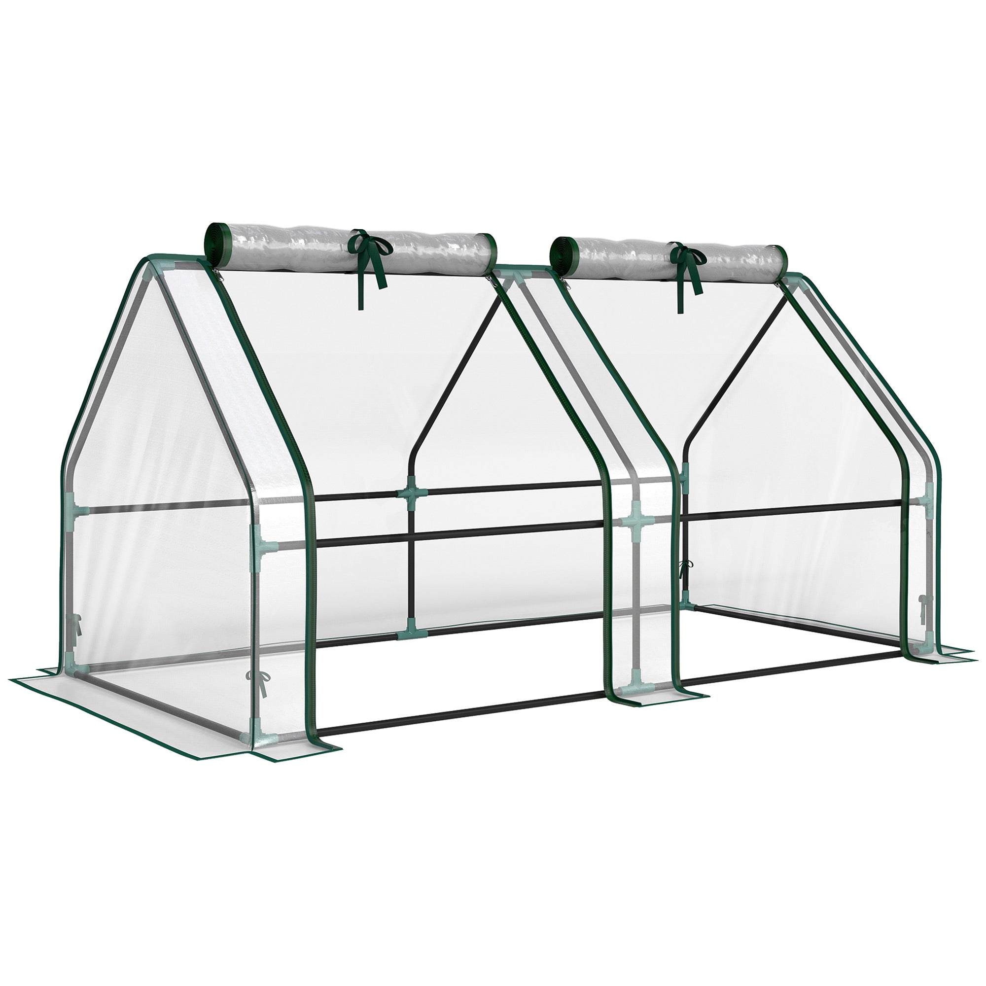 Mini Serre de Jardin Mini serre Tunnel Toit Pointu Acier Anti-UV Fenêtres, 180x 90x90cm, Transparent
