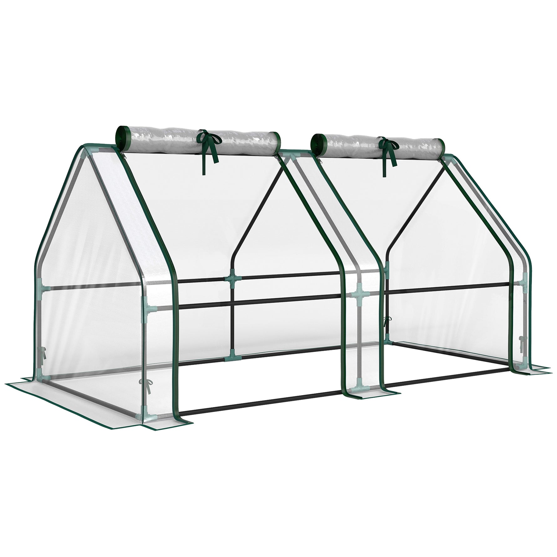 Mini Serre de Jardin Mini serre Tunnel Toit Pointu Acier Anti-UV Fenêtres, 180x 90x90cm, Transparent