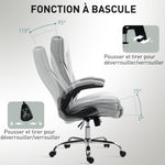 Fauteuil de bureau, chaise bureau ergonomique, hauteur réglable, accoudoirs relevables, 70 x 70 x 114-122 cm, gris