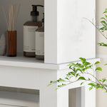 Meuble WC dessus de toilette avec porte coulissante, avec 6 compartiments de rangement, blanc