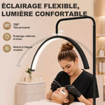Lampadaire LED demi-lune rotative 350°, lampadaire sur pied salon dimmable 36 W, 7 températures de couleur, noir