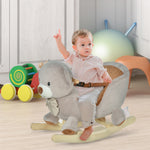Cheval à Bascule Jouet à Bascule Ourson pour Enfants de 18-36 Mois Fauteuil intégré Ceinture de sécurité Fonction sonore grognement Gris Marron