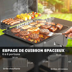 Barbecue Charbon de Bois Chariot Grill de Jardin avec Couvercle XXL Bac à Charbon et Évents Réglables 112cm Noir