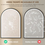 Espejo de baño con iluminación 50 x 70 cm, espejo LED arqueado, antivaho, 3 colores de luz, regulable, memoria, negro