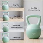 Kettlebell 8 kg, mit rutschfestem Griff, für Fitness, Krafttraining, Cardio, 19 x 19 x 28 cm, grün